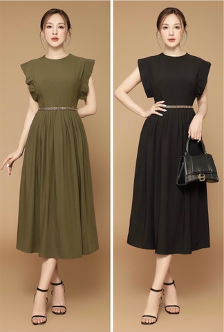 Đầm Qc Cổ Tròn Tay Bèo