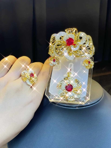 Bộ Trang Sức 4 Món Xi Vàng Đính Đá Cao Cấp