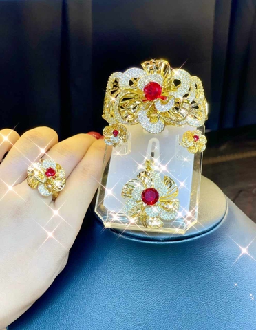 Bộ Trang Sức 4 Món Xi Vàng Đính Đá Cao Cấp