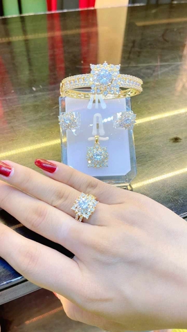 Bộ Trang Sức 4 Món Xi Vàng Đính Đá Cao Cấp