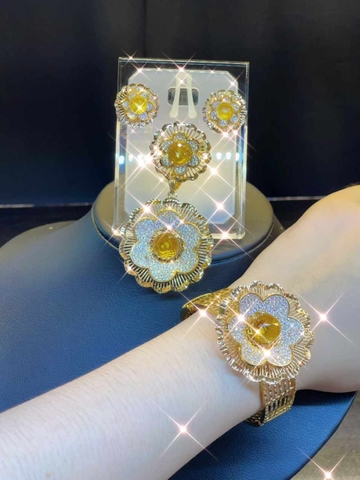 Bộ Trang Sức 4 Món Xi Vàng Đính Đá Cao Cấp