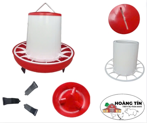 Máng ăn cho gà chia ô đỏ trắng 6 Kg (máng đại)