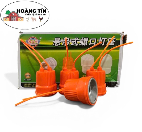 Đui đèn sứ chống cháy bọc nhựa ( màu cam)