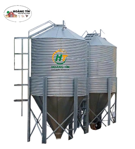 BỒN SILO CHỨA CÁM 14 TẤN TÔN MẠ KẼM CẤP CÁM TỰ ĐỘNG CHO TRANG TRẠI HEO GÀ VỊT