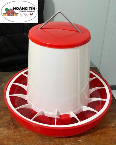 Máng ăn cho gà chia ô đỏ trắng 6 Kg (máng đại)