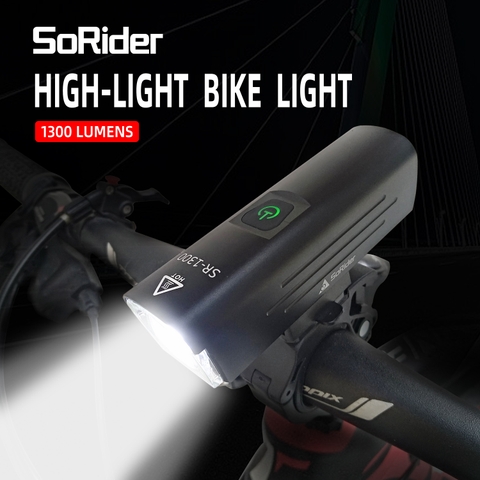 Đèn xe đạp SoRider có độ sáng cao 1300 lumens Đèn xe đạp chống nước Đèn sạc xe đạp USB