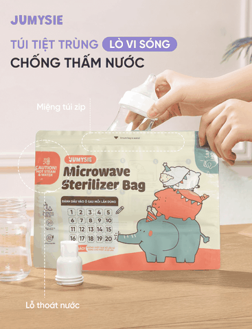 Túi tiệt trùng bình sữa Jumysie chống thấm nước tiện lợi và tiết kiệm