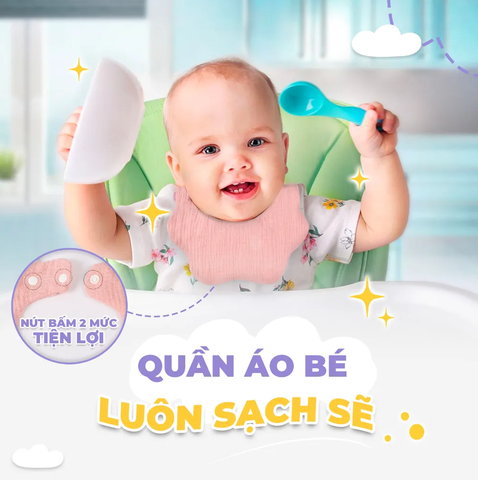 Yếm Ăn Dặm Xoay 360 Jumysie cho bé – Vải xô siêu thấm hút