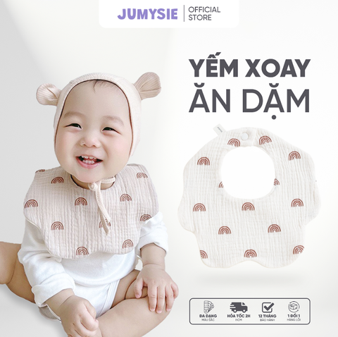 Yếm Ăn Dặm Xoay 360 Jumysie cho bé – Vải xô siêu thấm hút