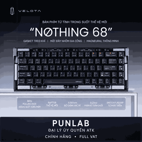Bàn phím cơ từ tính VELOTA NOTHING 68 | Hall Effect 8KHz, Rapid Trigger 0.001mm
