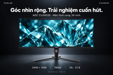 AOC CU34G3X 34 Inch 3K WQHD 190Hz VA Curved Gaming Monitor