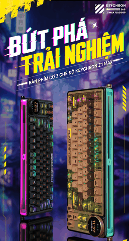 Keychron Z1 Max 3 Mode – Bàn Phím Cơ Nhôm CNC RGB, Màn Hình Thông Minh