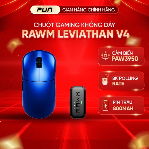 Chuột không dây Gaming RAWM Leviathan V4 Wireless Esports Mouse 2.4G/Wired Connection 55g PAW3950 45K 150H