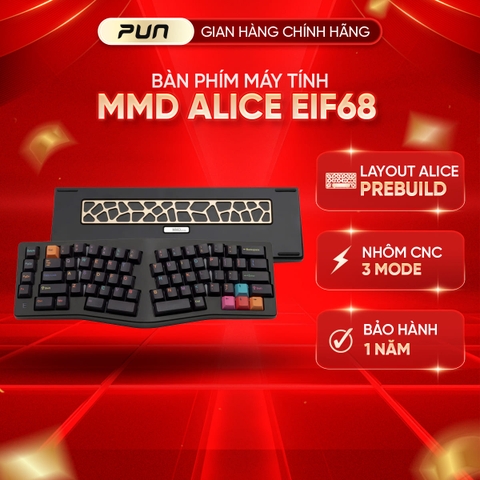 Bàn phím cơ MMD EIF68 Alice Ergo | Vỏ Nhôm CNC - 3 Mode - Hỗ trợ QMK/VIA