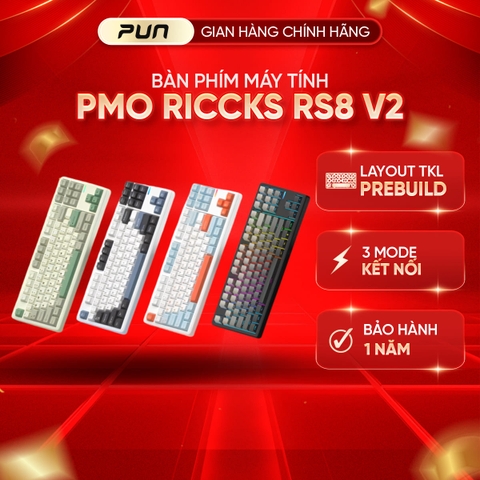 [CHÍNH HÃNG FULL VAT] Bàn phím cơ Riccks RS8 - Layout TKL hỗ trợ QMK/VIA quốc dân mới