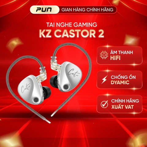 Tai nghe KZ Castor | 2 Driver Dynamic | 16 Kiểu tùy chỉnh âm thanh (Sliver/Black)