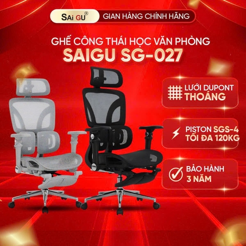 [Order] Ghế Công Thái Học Saigu SG-027 – Full Tính Năng, Chuẩn Ngồi Êm, Hỗ Trợ Toàn Diện FULL VAT