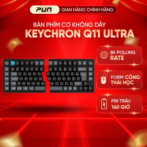 Keychron Q11 Ultra 8K – Bàn phím cơ tách đôi không dây 8K