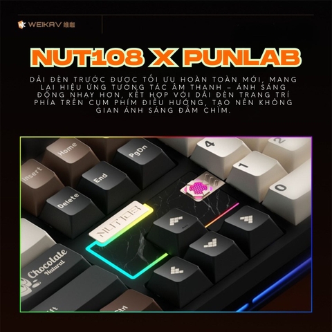 Bàn Phím Cơ Fullsize WEIKA NUT108 | Nhôm CNC Mesh 220 | Ball Catch | Pin 10.000mAh | LED RGB Mạch Xuôi