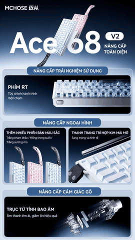 Bàn Phím Gaming HE MCHOSE ACE68 V2 Rapid Trigger 8KHz Hall Effect Magnetic Switch Chính Hãng