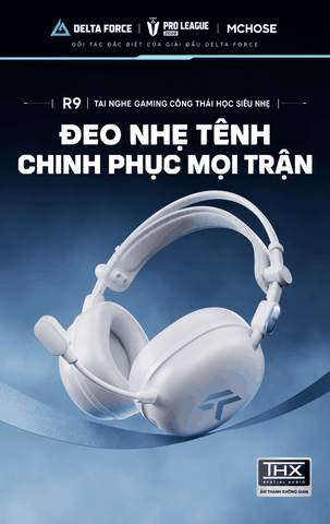 Tai nghe gaming không dây MCHOSE R9 – Siêu nhẹ 235g, Driver 53mm, THX Spatial Audio