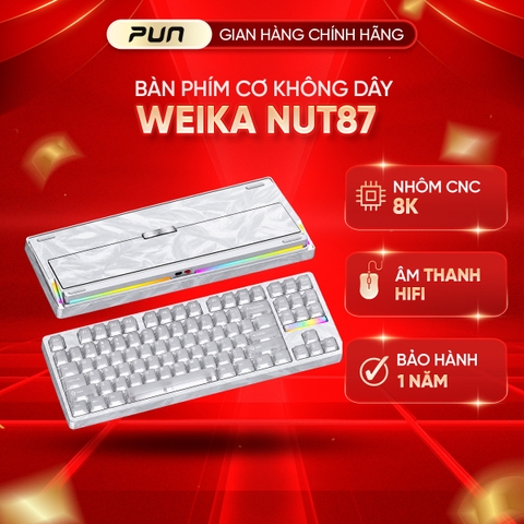 Weikav NUT87 Dual 8K – Bàn phím cơ nhôm CNC 80%, 3 mode, pin 10.000 mAh