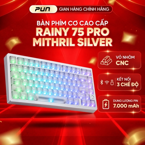 Bàn phím cơ WOBKEY Rainy 75 Pro Mithril Silver – RGB, 3 chế độ