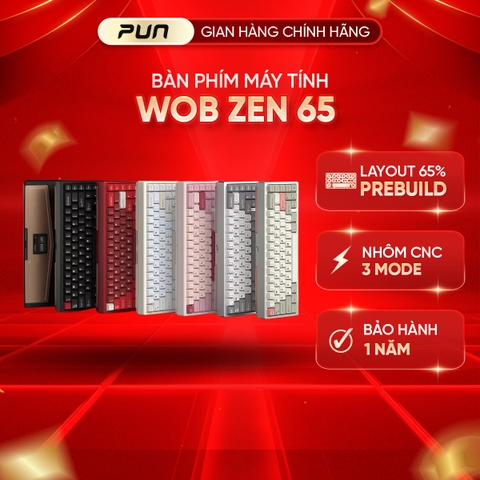 WOBKEY Zen 65 - Bàn Phím Cơ Quick Release, Tri-Mode, Mạch Xuôi