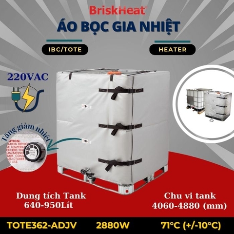 Áo bọc gia nhiệt IBC/TOTE với phích cắm NEMA 6-15P TOTE362-ADJV