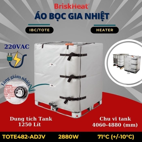 Áo bọc gia nhiệt IBC/TOTE với phích cắm NEMA 6-15P TOTE482-ADJV