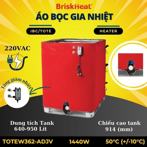 Áo bọc gia nhiệt khu vực ẩm ướt có phích cắm NEMA 6-15P TOTEW362-ADJV