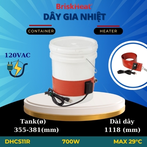 Dây gia nhiệt Silicon cho thùng nhựa DHCS11R - 29C/700W