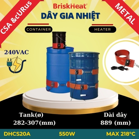 Dây gia nhiệt Silicon cho thùng kim loại DHCS20A-218C/550W