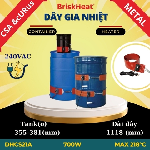 Dây gia nhiệt Silicon cho thùng kim loại DHCS21A-218C/700W