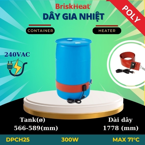 Dây gia nhiệt Silicon cho thùng nhựa DPCH25 - 71C/300W