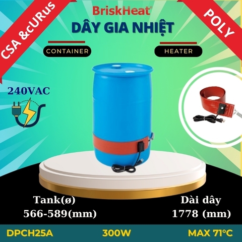 Dây gia nhiệt Silicon cho thùng nhựa DPCH25A - 71C/300W