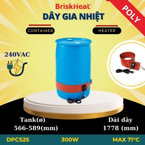 Dây gia nhiệt Silicon cho thùng nhựa DPCS25-71C/1200W