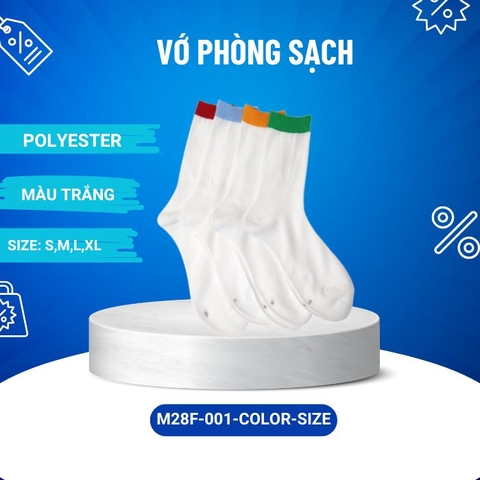 Tất phòng sạch chiều dài giữa bắp chân Model M28F-001-color-size