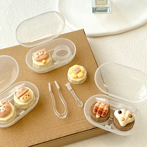 Khay Đựng Lens Trong Suốt Họa Tiết Bánh Ngọt Dễ Thương
