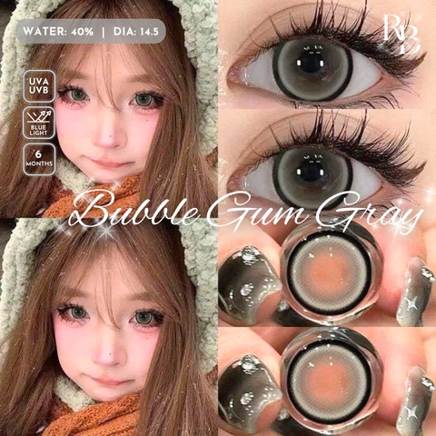 Kính Áp Tròng Màu Xám Bubble Gum Gray 14.5mm