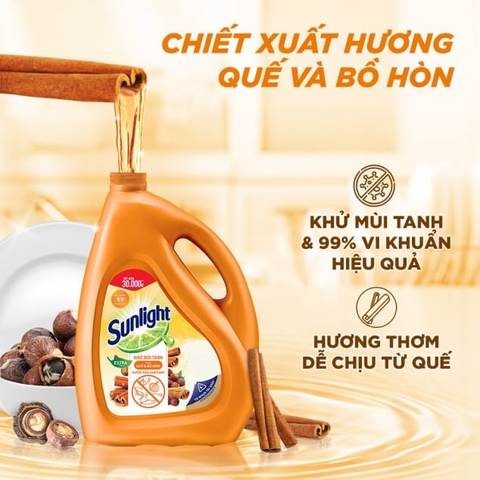 Nước Rửa Chén Bát Sunlight 100% Gốc Thực vật Lô Hội/Gừng/Trà Xanh/ Quế & Bồ hòn/Mềm dịu| Chai 3.6KG, 3.5kg