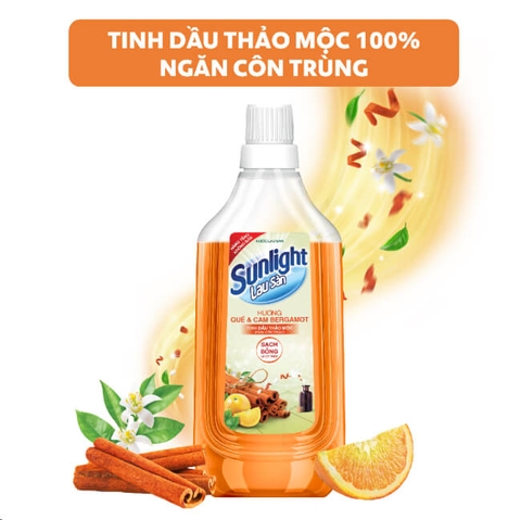 Nước lau sàn Sunlight Tinh dầu thảo mộc Ngăn côn trùng | Chai 900g
