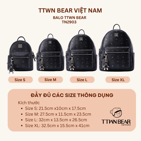 Balo nữ đi học, đi chơi chính hãng TTWN BEAR - TN2903