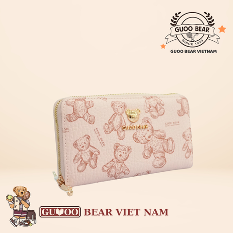 Ví cầm tay sang trọng, chính hãng GUOO BEAR - GO-2017 Hồng Dài