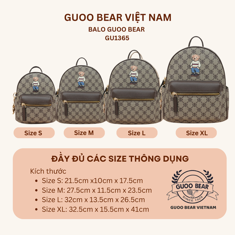 Balo thời trang chính hãng GUOO BEAR - GU1365