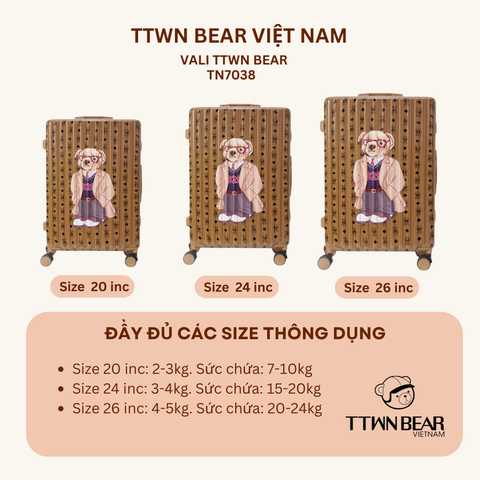 Vali du lịch size 20, size 24, size 26 TTWN BEAR - TN7038