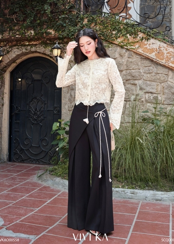 Áo Light croptop ren nơ phối dây rút