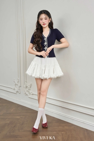 Chân váy ballet xòe phối ren