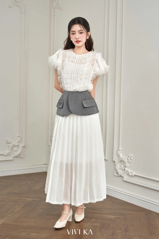 Chân váy Carla dập ly phối vạt lưng peplum