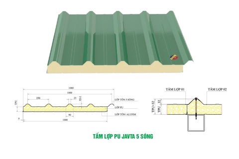 TẤM LỢP PU JAVTA 5 SÓNG